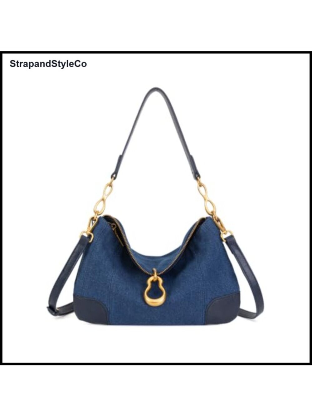 PU Leather Hobo Shoulder Bag Retro Metal Pendant Satchel Purse